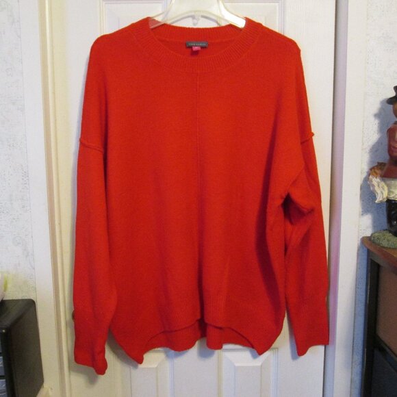 Vince Camuto Dark Orange/Red Pullover Sweater Size Medium (Oversized) - Picture 1 of 5